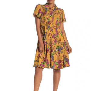 . NWT|Nanette Lepore Collared Floral Flutter Dress